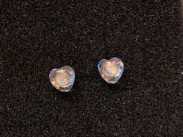 Ohrstecker Bergkristall, 8mm (Breite des Herzes), 925 Silber
