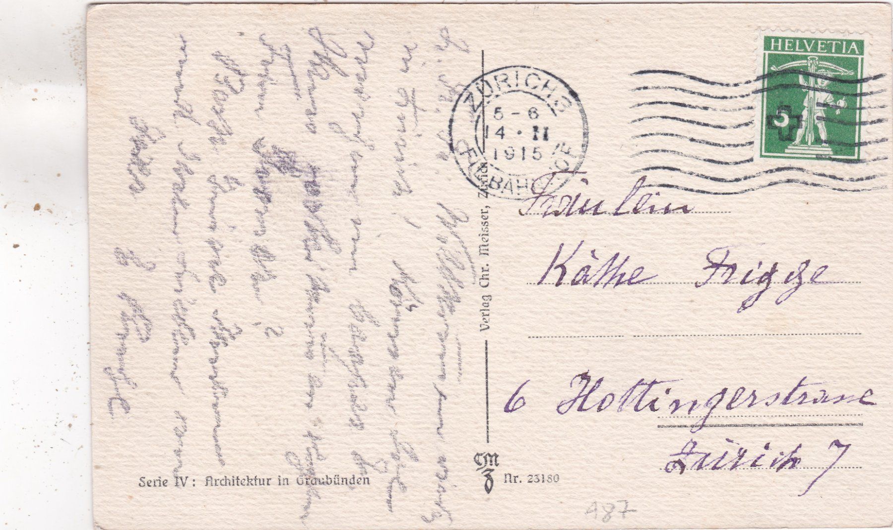 Ansichtskarten: Garten - Erker in Ilanz 1915 – Gebraucht aus Herisau von Lisegrat2008 1