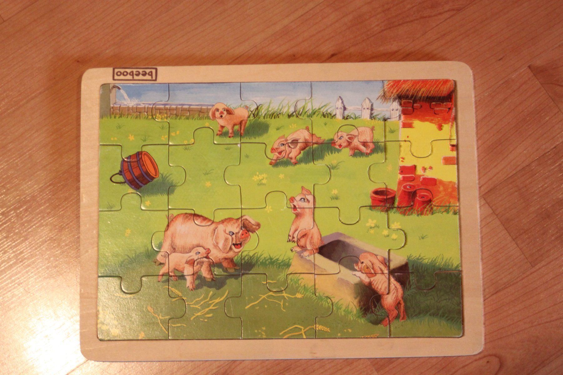 Puzzle: Holzpuzzle mit Schweinen,20 Teile, ab 3J – Usato da Wenslingen venduto da Strick4Alpaca
