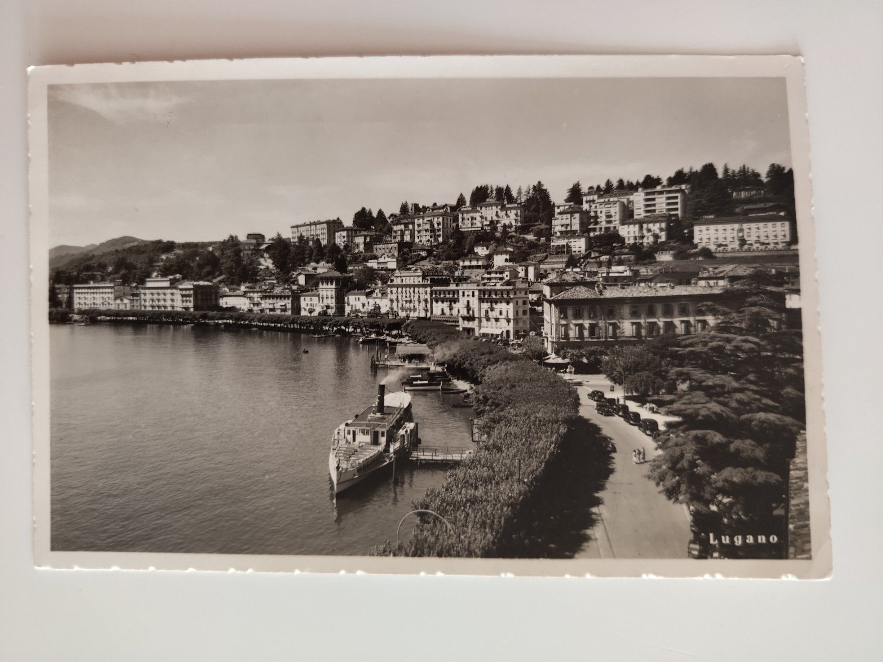 Ansichtskarten: Dampf-Schiff  Lugano mit Schiff und  datiert 1950 – Gebraucht aus Ohmstal von Lebensfreude05