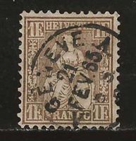 1863 : Sitzende Helvetia Nr. 36a, Vollstempel, KP 600.--