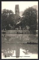 AK Unterseen, Wasserpartie mit Kirche