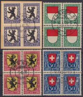 PJ 1924 Viererblöcke gestempelt, Kat: 460.-