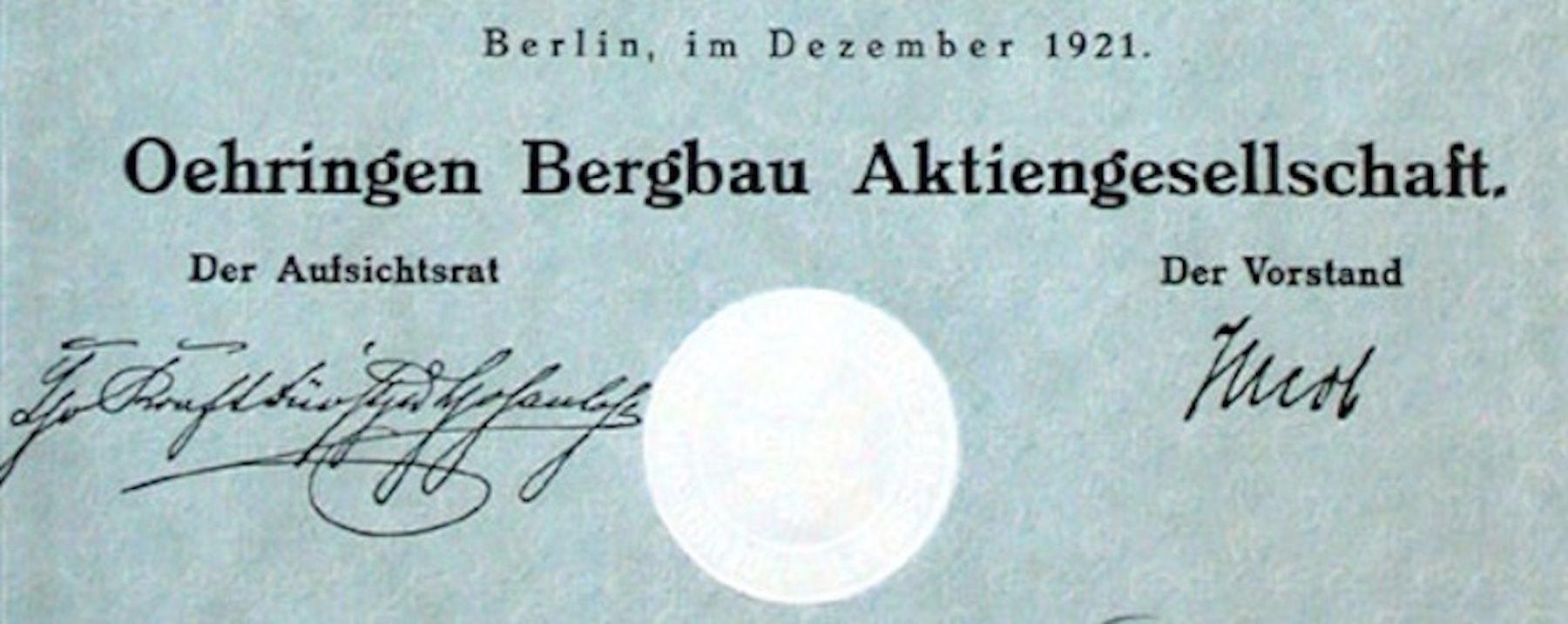 Documenti: Oehringen Bergbau AG, Berlin - 1921 – Usato da Solothurn venduto da Sgasche 1