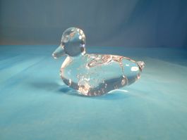 Ente, Kristallglas mit Luftblasen, Paperweight, L: 9cm