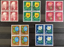 1958 Pro Juventute Viererblock Satz mit Zentrum-Stempel