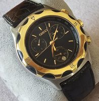 GUCCI Chronograph Sapphire Vergoldet Elegante Herrenuhr 44mm