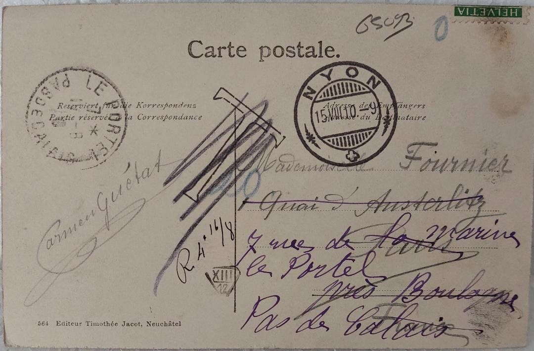 Cartoline postali: NYON - Bateau à vapeur - 1910 – Usato da Delémont venduto da Domdom1 1