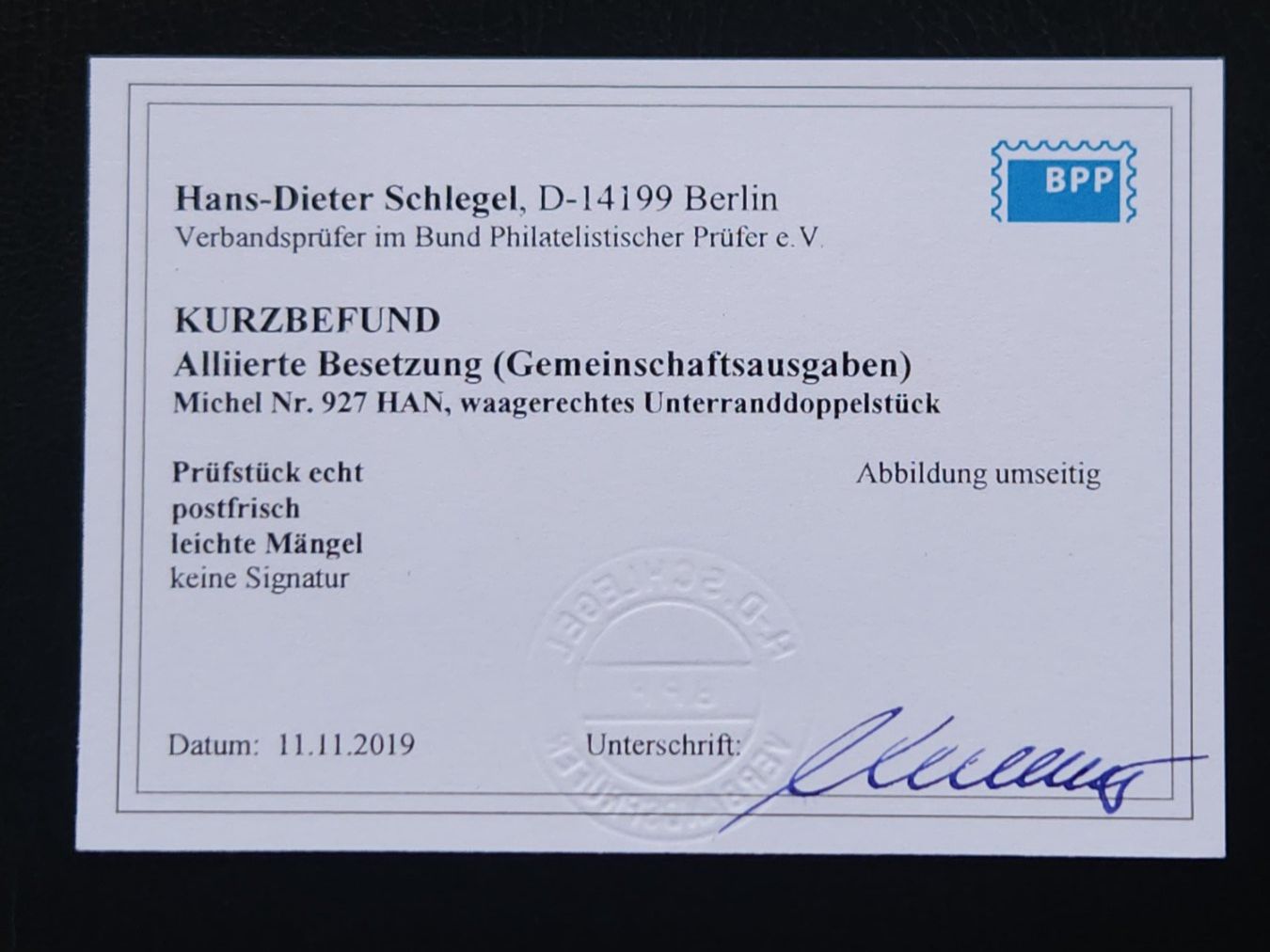 Tutti i francobolli: Gemeinschaftsausgabe Mi-Nr. 927 HAN Postfrisch Geprüft 150Fr – Nuovo (secondo la descrizione) da Kriens venduto da Nidfeld45 6