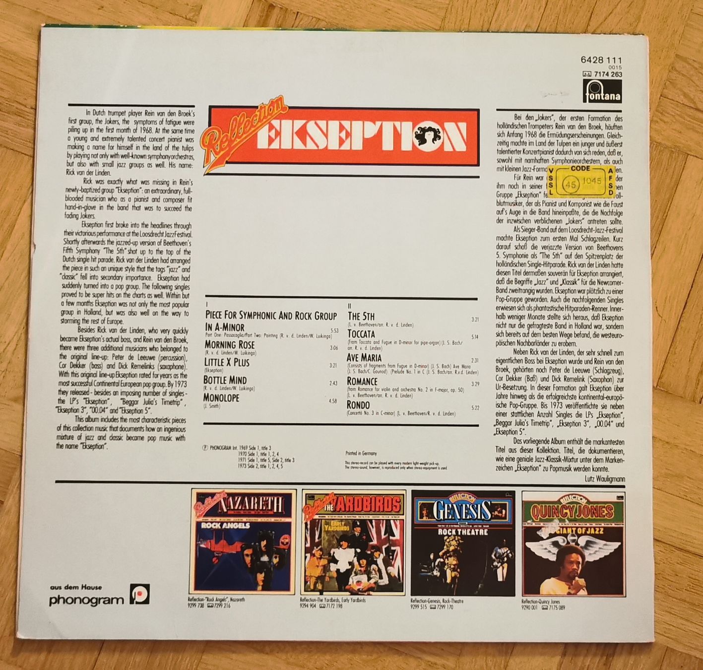 Dischi in vinile: EKSEPTION - Reflection LP Vinyl Schallplatte – Usato da Hochfelden venduto da Stburri0 1