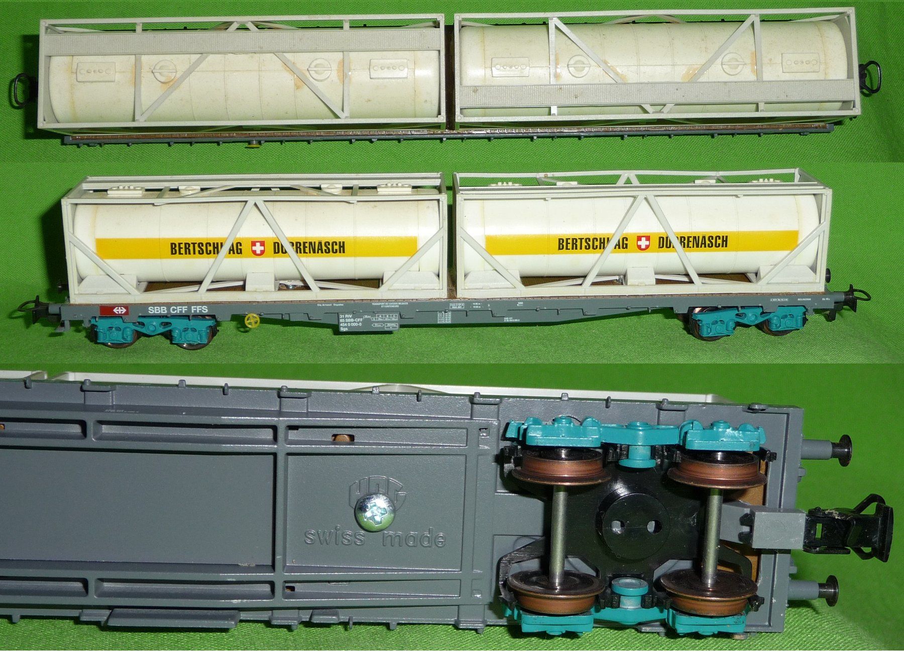 Hag Modelleisenbahnen: SBB Typ Sgss 000-0 v. HAG +Bulkcontainer Bertschi Dürrenäsch – Gebraucht aus Winterthur von Ricardo211 2