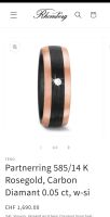 Rhomberg Partnerring 14K Rosegold/Carbon, 0.05ct Diamant