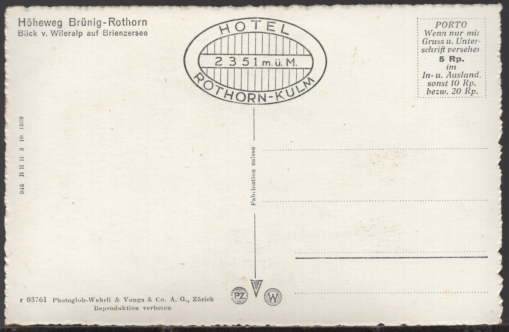 Ansichtskarten: Höhenweg  Brünig - Rothorn – Gebraucht aus Aarau von kufi44 1