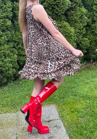 Sexy Abito da cocktail-👌Leopardo- tessutto Plessed-M/L