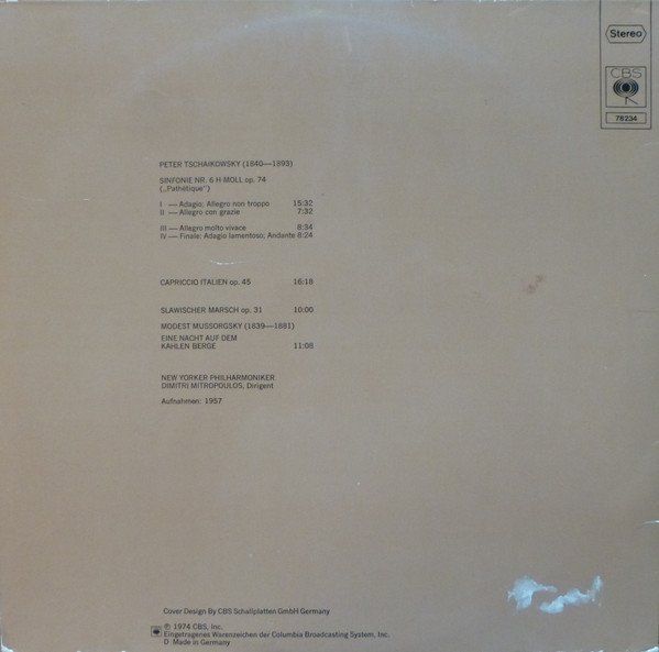 Dischi in vinile: Mussorgsky/Tschaikowsky/Mitropoulos/New Yorker Philharmonike – Nuovo (secondo la descrizione) da Steinhausen venduto da Vilivinili 1