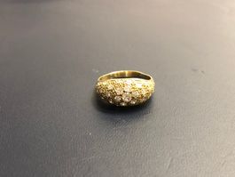 Damenring mit Diamanten Pavé, 18 Karat Gelbgold Au 750