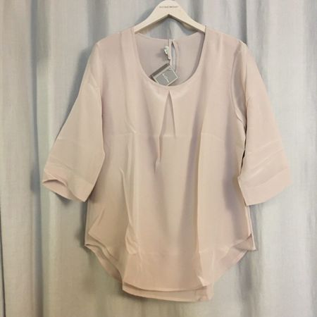 Camicia Donna Schlupf Bluse 3/4 A 100 % Seide zart rosa Gr 3