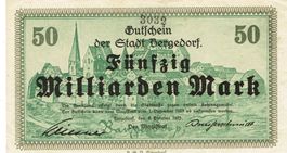 Bergedorf 50 Mrd.Mark 09.10.1923 VZ+-VZ++