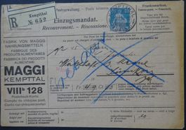Einzugsmandat PEM 007 'Maggi' vom 8.IX.1921