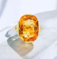 Vintage 1950 Grosser Citrin Cocktail Ring 14k 585Gold