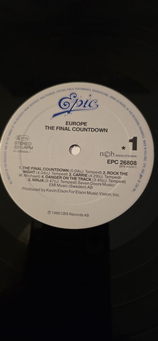 Schallplatten: Europe The Final Countdown 1986 Epic Records Vg+ – Gebraucht aus Yvonand von RF-VINYL 1