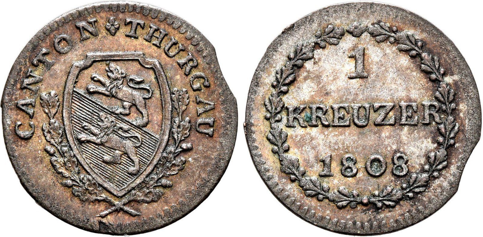 Alle Münzen: Thurgau: Kreuzer 1808 ++ – Gebraucht aus Pfungen von Aguti77