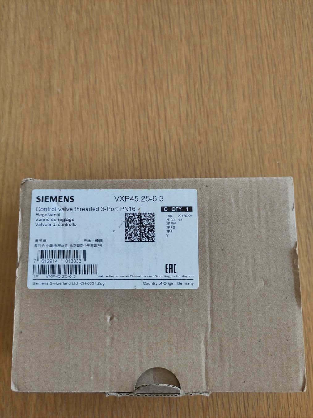 Componenti elettronici: Siemens 3Wegventil VXP45.25-6.3 – Usato da Cham venduto da QS-Service