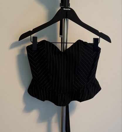 Haut bustier Bershka noir rayé blanc taille S