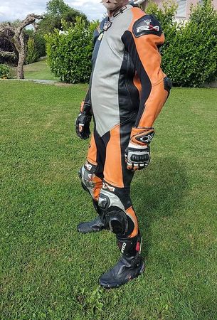 Combi cuir moto RX7 orange noir homme taille L occasion