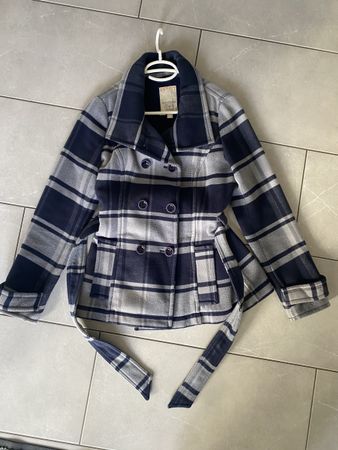 Esprit Übergangsjacke, blau kariert, Gr. 38