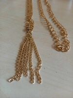 Hals-Kette lang goldfarben mit Anhänger