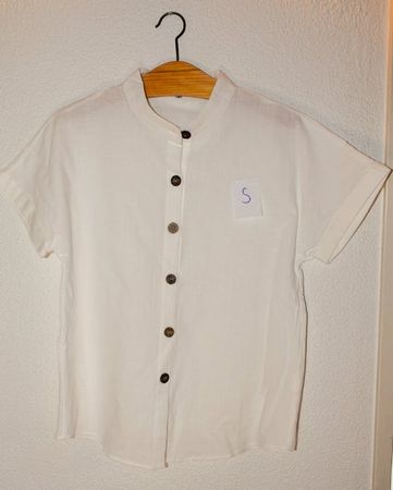 Kurzarmbluse weiss mit Knopfleiste Grösse S