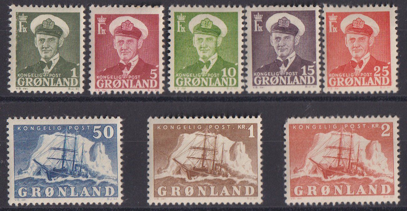 Tutti i francobolli: Grönland 1950:  Werte ** - Kat. 85.-- – Nuovo (secondo la descrizione) da Eschlikon TG venduto da PhilCon