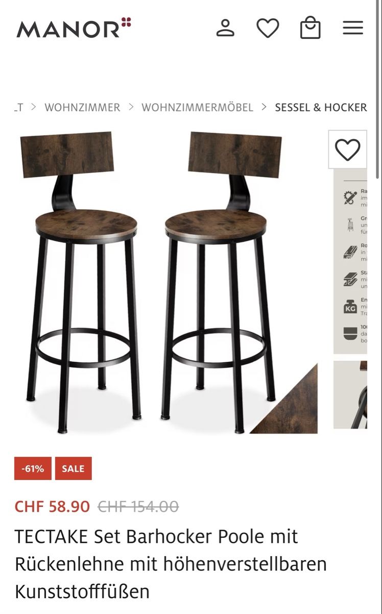 Seggioloni: Modern Bar Stool Set TECTAKE Poole - Neu – Nuovo (secondo la descrizione) da Chur venduto da saioud 1