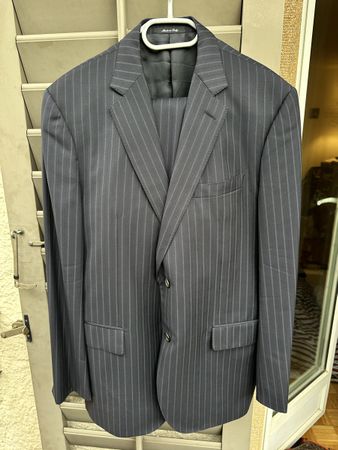Anzug Caruso Herren Grösse 56 Nadelstreifen Blau / Schwarz