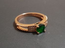 Ring mit Zirkonia, vergoldet 585, 3g, size 8 (57)