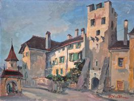 Roger Vuillem La neuveville 1965 Tableau Neuchatel peinture