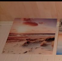 Wandbild, Strand am Meer bei Sonnenuntergang, 50x50cm