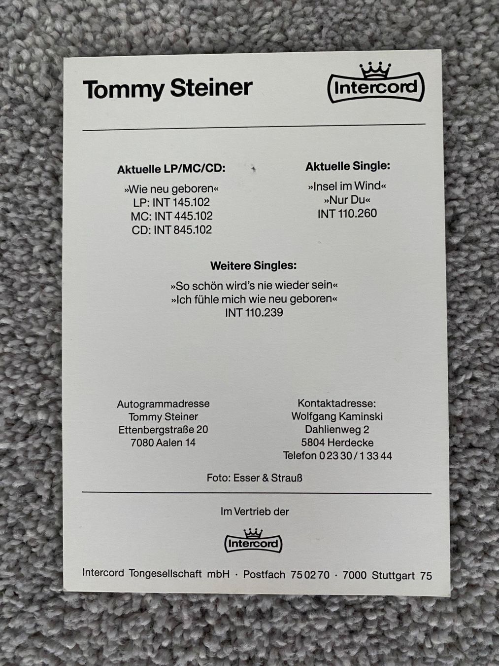Autografi: Tommy Steiner Autogrammkarte – Usato da Mörel venduto da tim_w9py 1