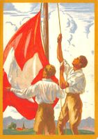 Bundesfeierkarte 1929, Fahnenaufzug