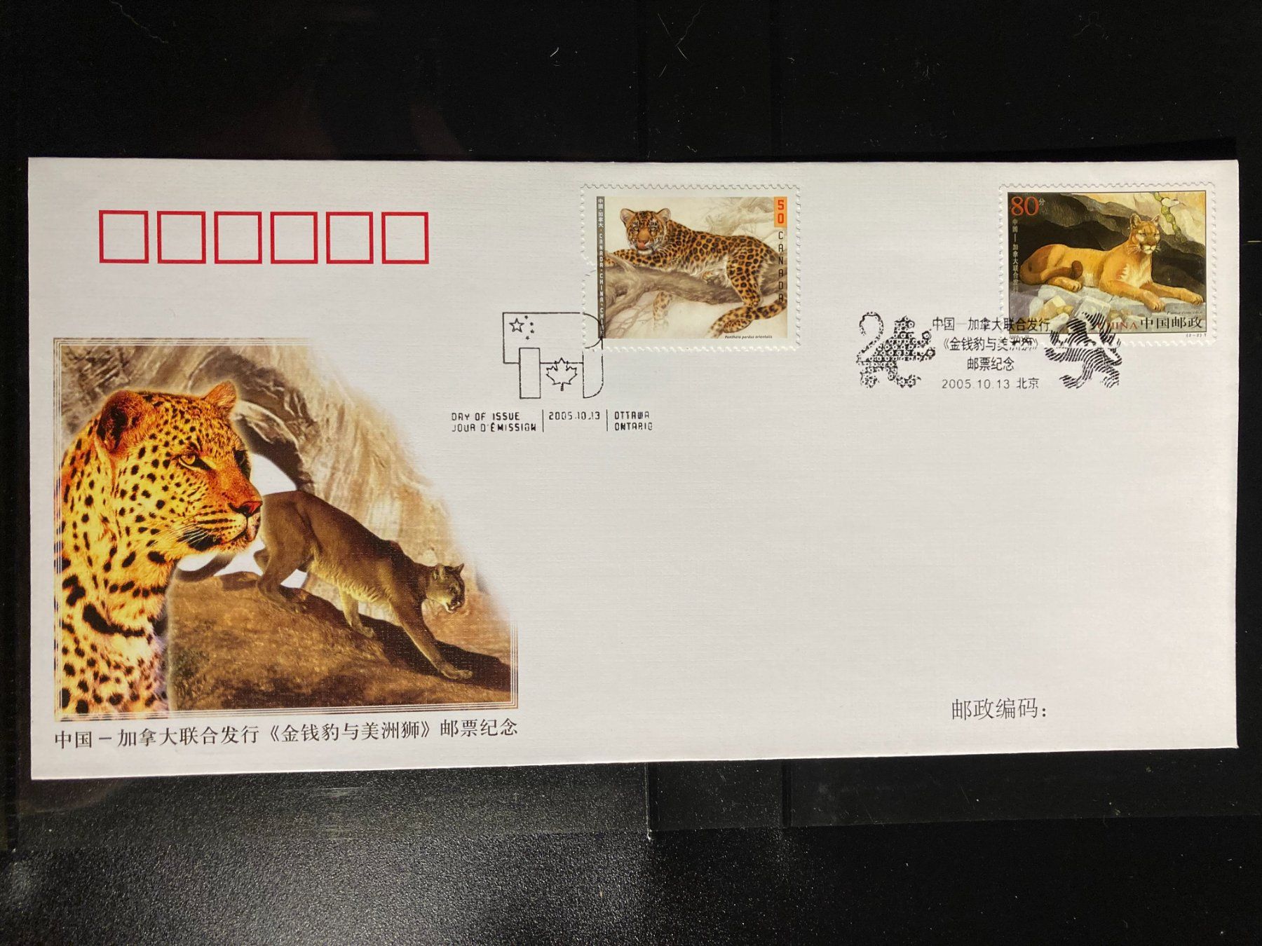 Tutti i francobolli: China/Kanada 2005 Kombi-FDC Gemeinschaft Leopard Puma – Nuovo (secondo la descrizione) da Winterthur venduto da schnueps