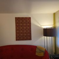 Wandbild Barock 120x80 cm Roter Brokatstoff mit Goldmuster