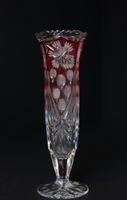 Elegante vintage Kristallvase mit Rubinrotem Dekor 22 cm