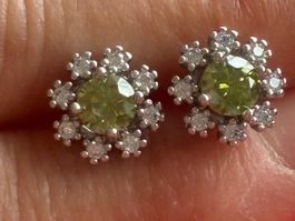 Luxus Ohrstecker Ohrschmuck Zirkonia Farbe : Silber Grün