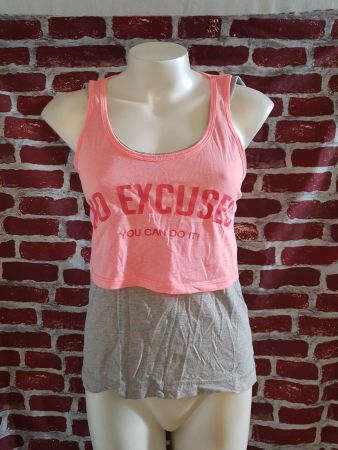 BERSHKA Sport Top Lagenlook Pink/Grau Gr. XS