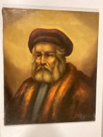 Portrait signiert Gemälde eines Mannes mit weissem Bart