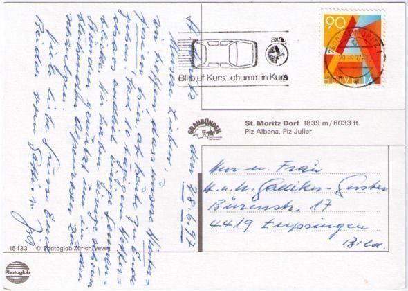 Cartoline postali: St. Moritz Dorf vom See – Usato da Binningen venduto da Mountainrider 1