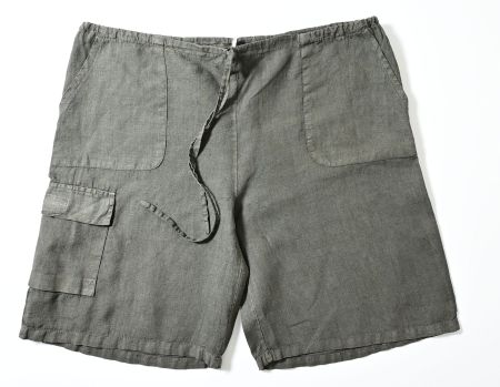 Shorts aus Leinen, Cargo-Look, Khaki, Gr. L