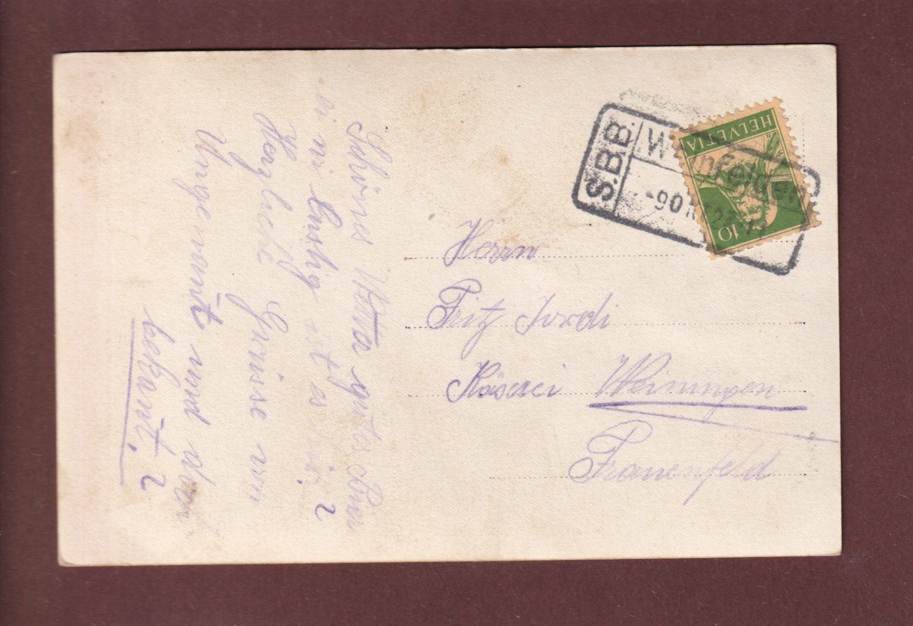 Cartoline postali: SCHLOSS WEINFELDEN - 1927 SBB Stempel – Usato da Pully venduto da nicecards 1