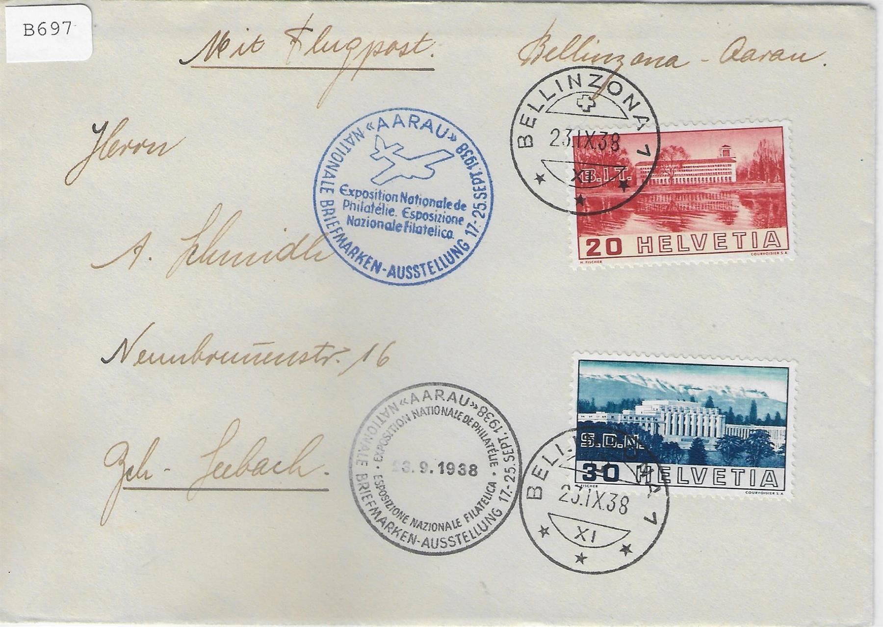 Tutti i francobolli: Aarau Briefmarken Ausstellung 1938 – Usato da Ettingen venduto da Kartenplanet